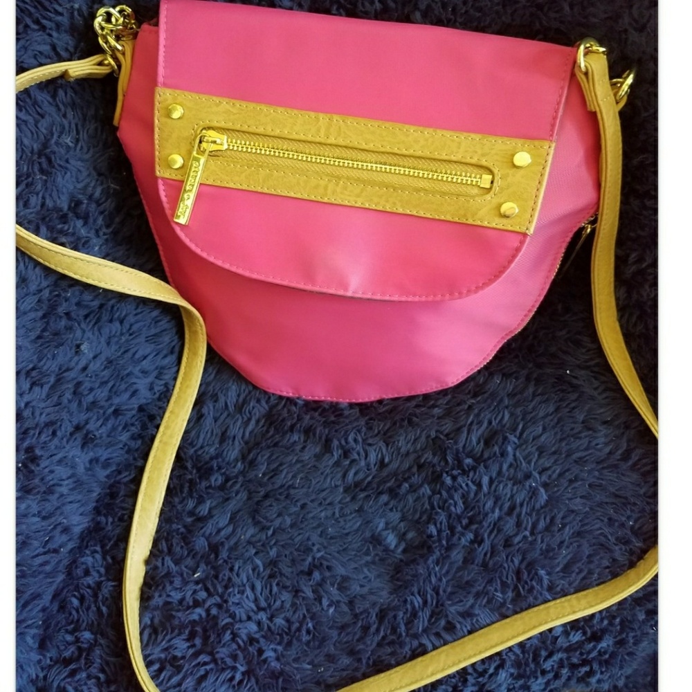 Olivia +Joy crossbody handbag pink nylon chain